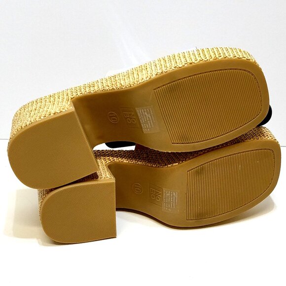 No Boundaries Platform Mule Jute Rattan Sandals Clear Strap Memory Foam Size 10 - Picture 8 of 10